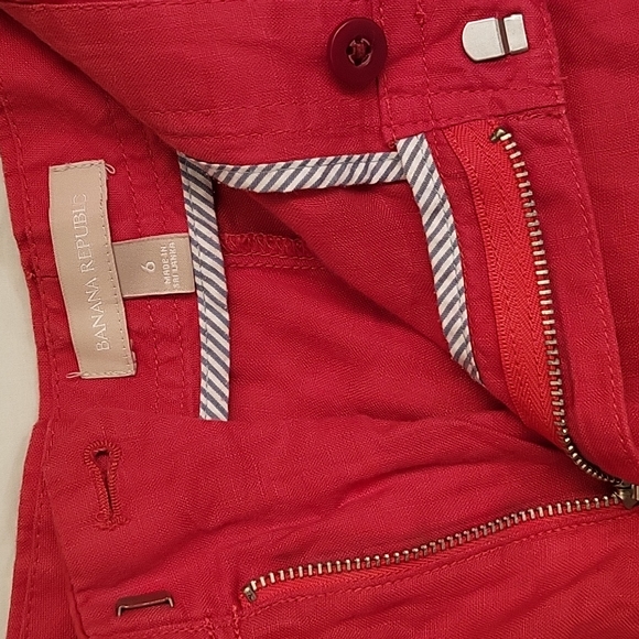 Red linen Banana Republic pants - Picture 3 of 7